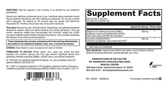 Tyboost Label Testo-Boost 60ct – Dr. Randolph's Wellness Store